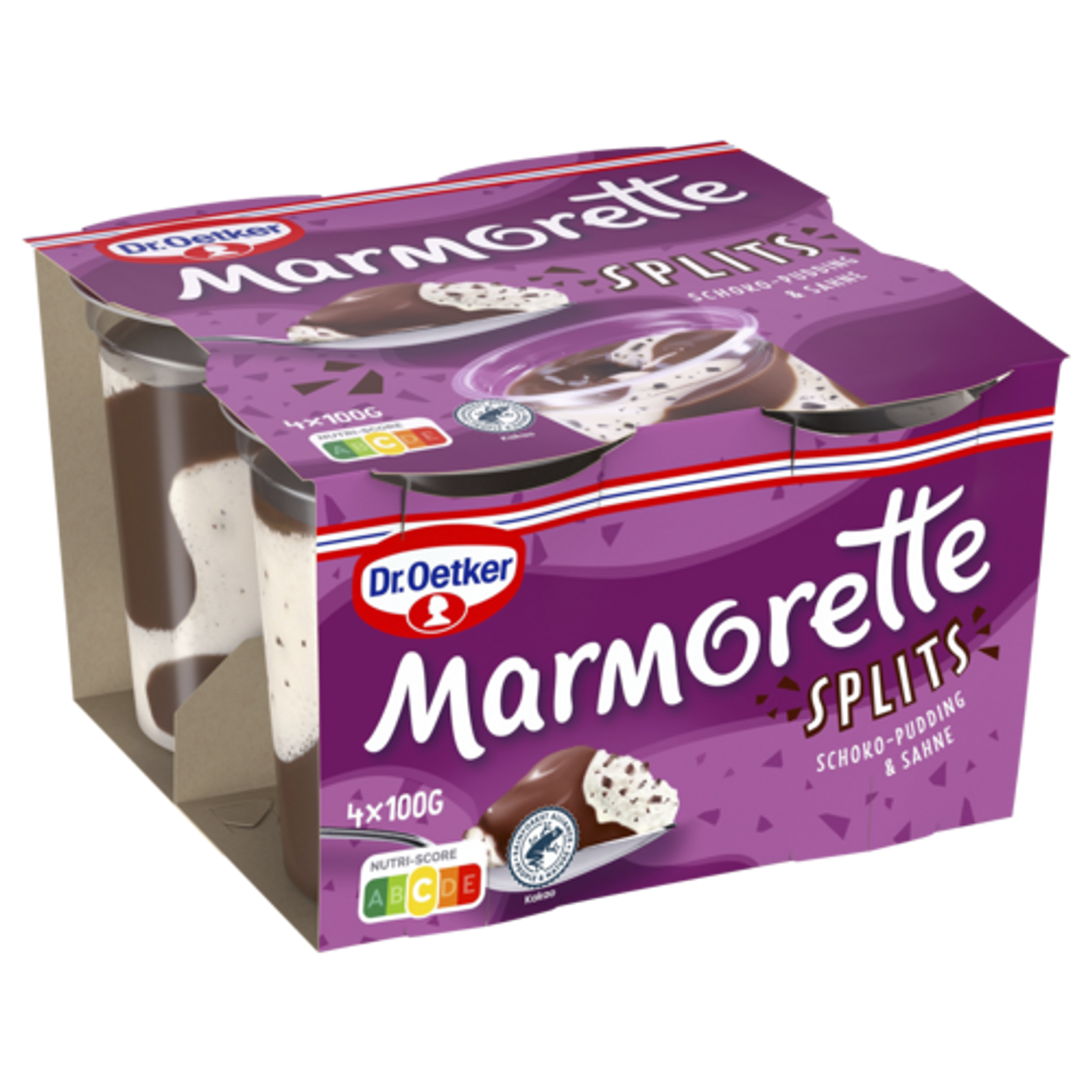 Dr.Oetker Marmorette Schoko-Pudding mit Splits 4x100g