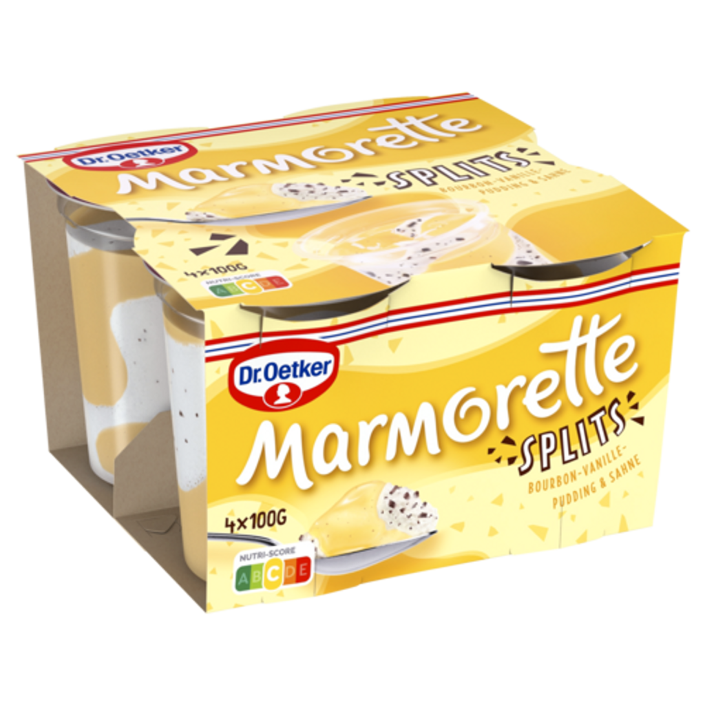 Dr.Oetker Marmorette Vanille-Pudding mit Splits 4x100g