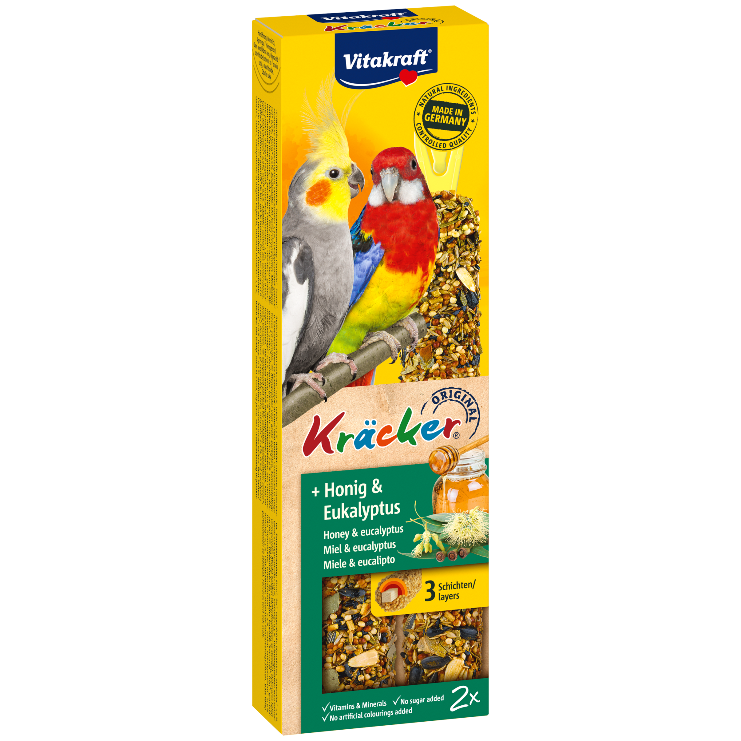 Vitakraft Australian Kräcker mit Honig-Eukalyptus für Großsittiche 2x90g