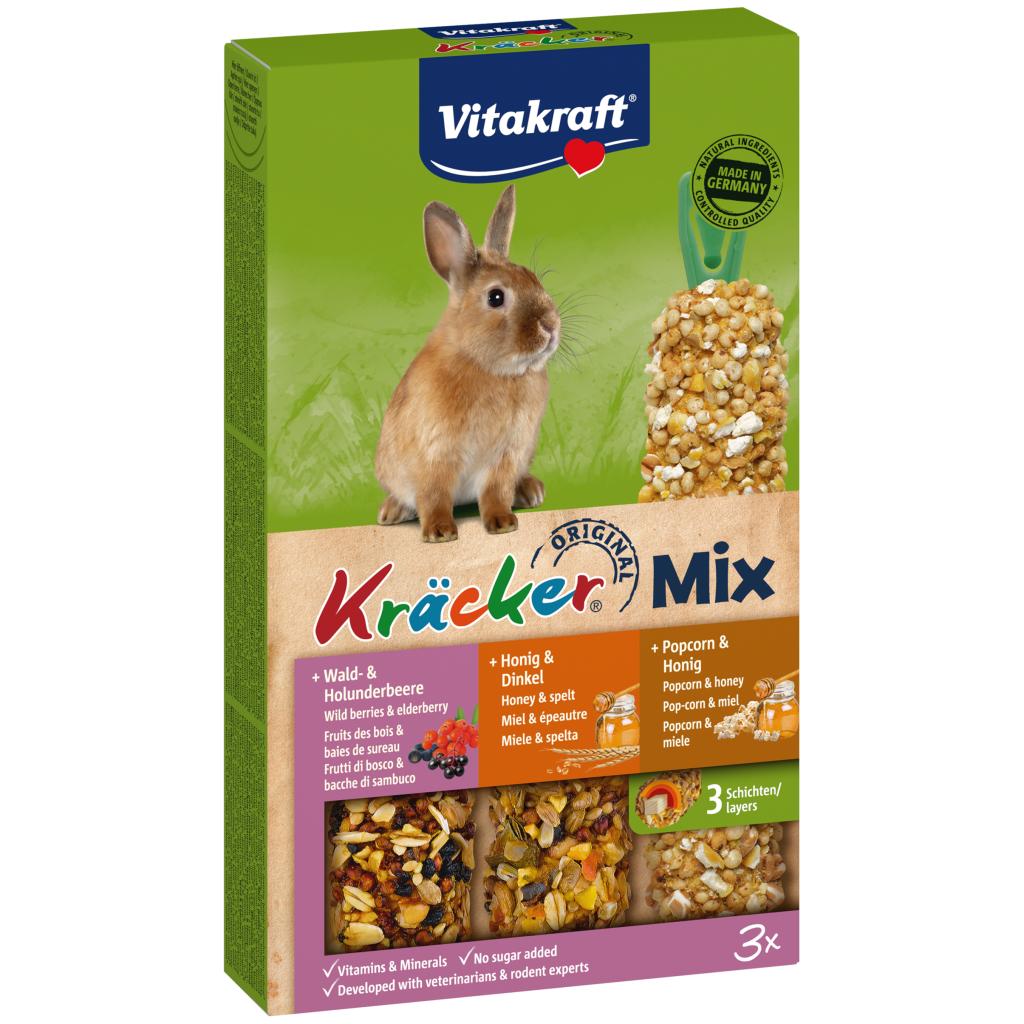 Vitakraft Kräcker Trio Mix Waldbeere/Honig/Popcorn für Zwergkaninchen 160g