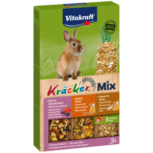 Vitakraft Kräcker Trio Mix Waldbeere/Honig/Popcorn für Zwergkaninchen 160g