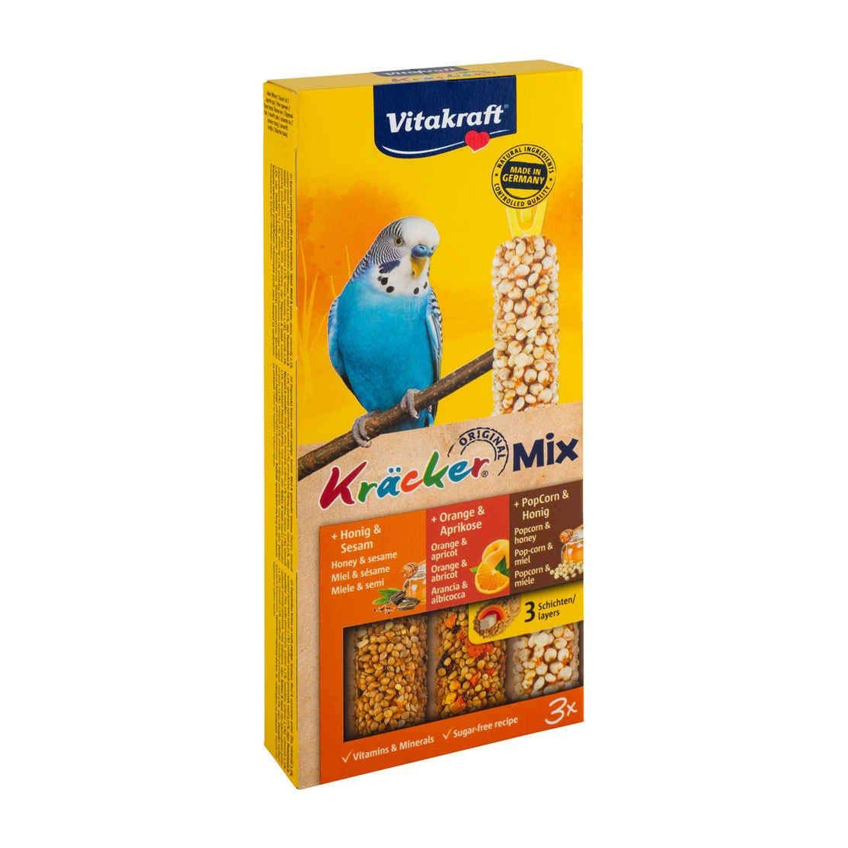 Vitakraft Kräcker Combi Honig/Orange/PopCorn für Sittiche 3ST 80g