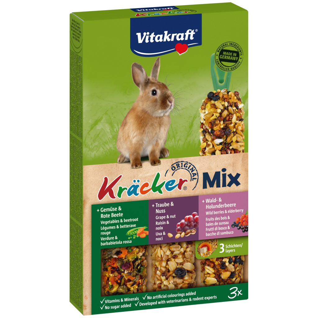 Vitakraft Kräcker Combi Gemüse/Nuß/Waldbeere für Zwergkaninchen 3x56g