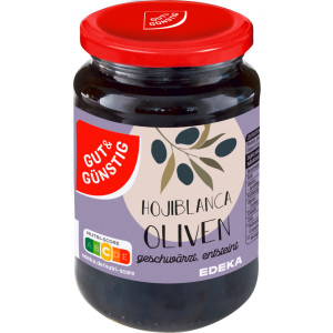 GUT&GÜNSTIG Hojiblanca Oliven geschwärzt, entsteint 340g