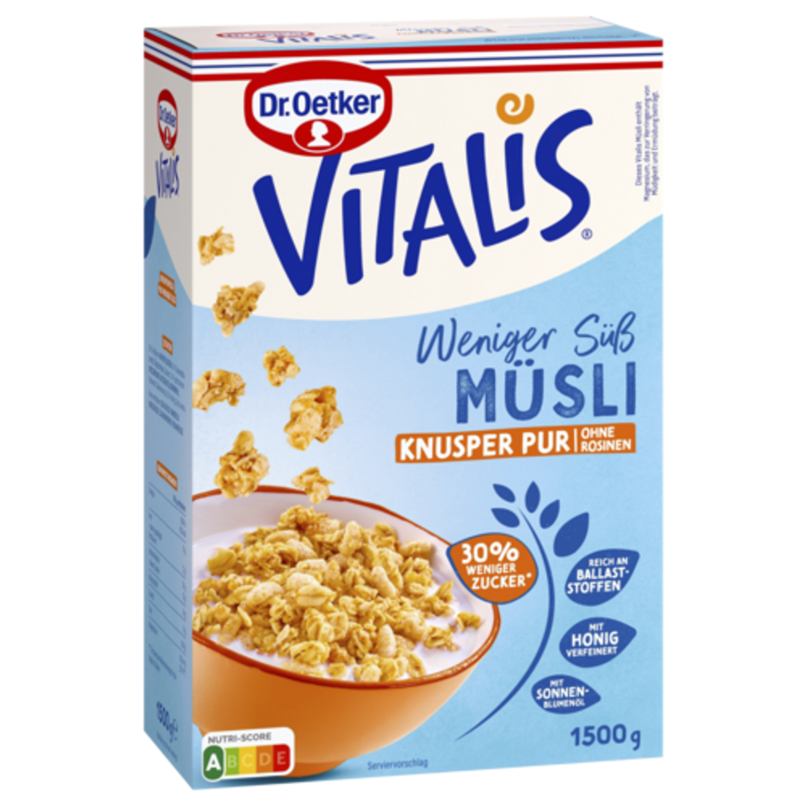 Dr.Oetker Vitalis мюсли хрустящий чистый меньше сладкий 1,5kg