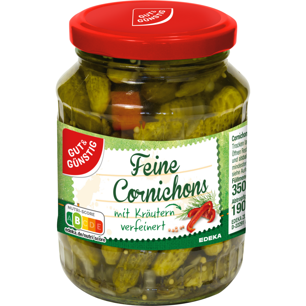 GUT&GÜNSTIG Cornichons mit Kräutern 350g