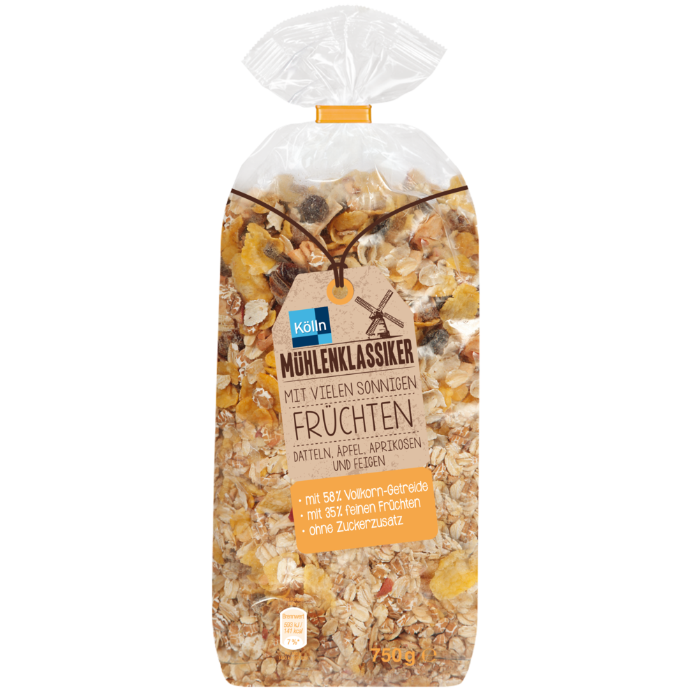 Mühlenklassiker Müsli mit sonnigen Früchten 750g