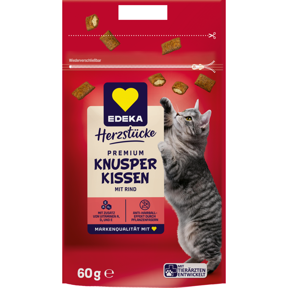 EDEKA Herzstücke Gefüllte Knusperkissen Rind&Malz 60g