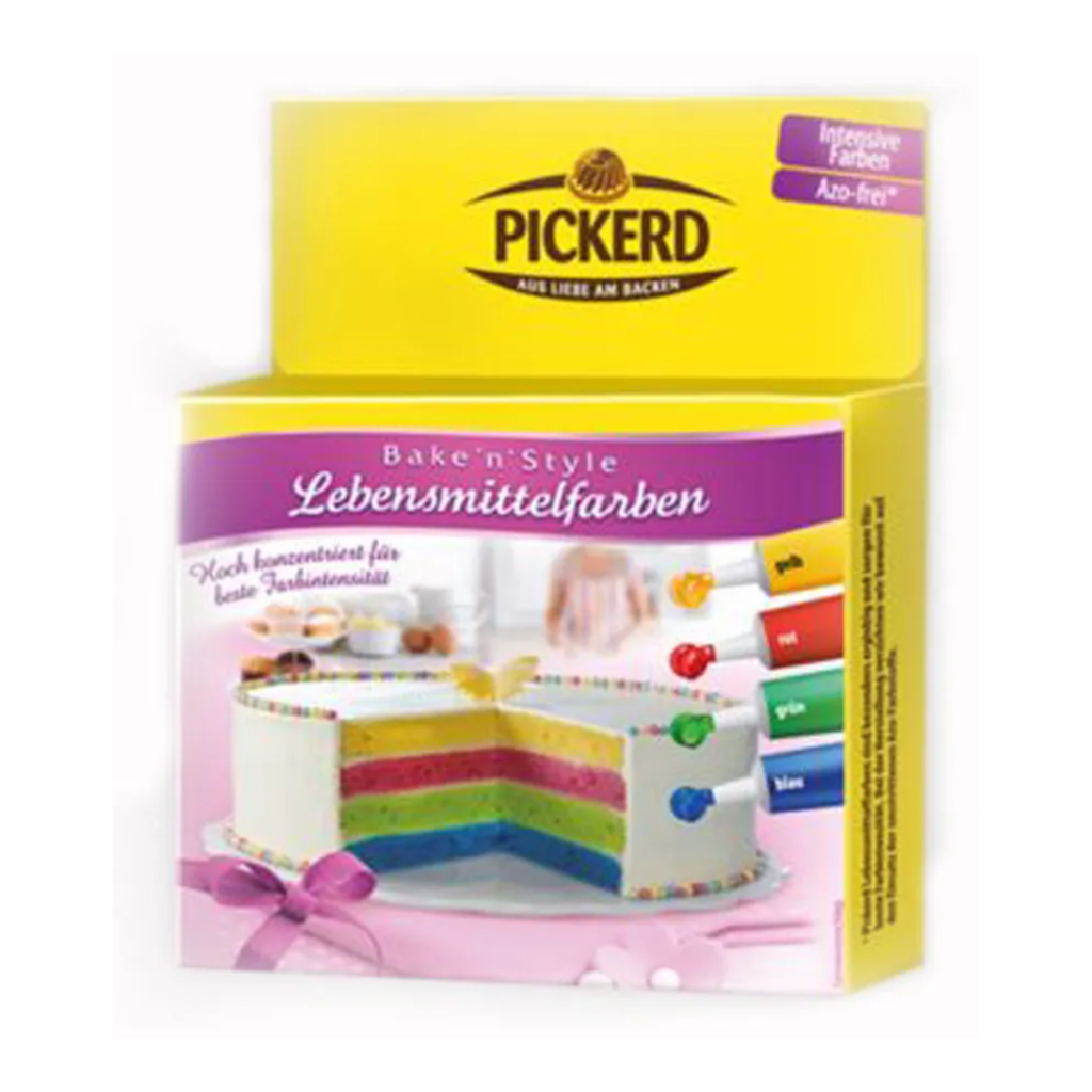 Pickerd Lebensmittelfarben rot, blau, gelb, grün 4x8g