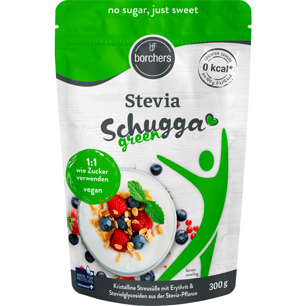 BFF Stevia Schugga green Kristalline Streusüße 300g