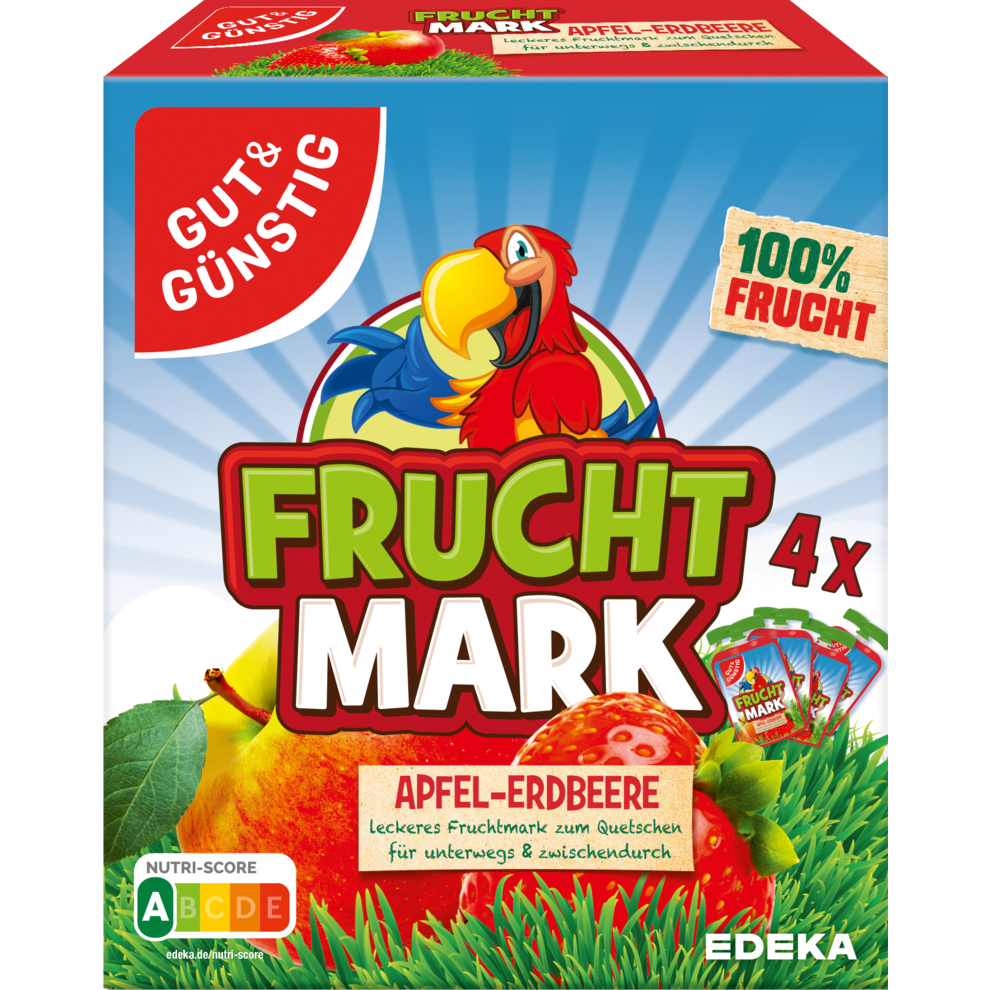 GUT&GÜNSTIG Fruchtmark Apfel-Erdbeere 4x100g