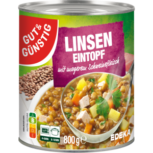 GUT&GÜNSTIG Linseneintopf mit magerem Schweinefleisch 800g