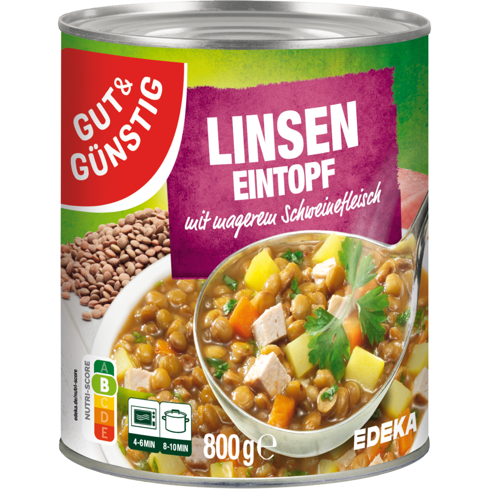 GUT&GÜNSTIG Linseneintopf mit magerem Schweinefleisch 800g