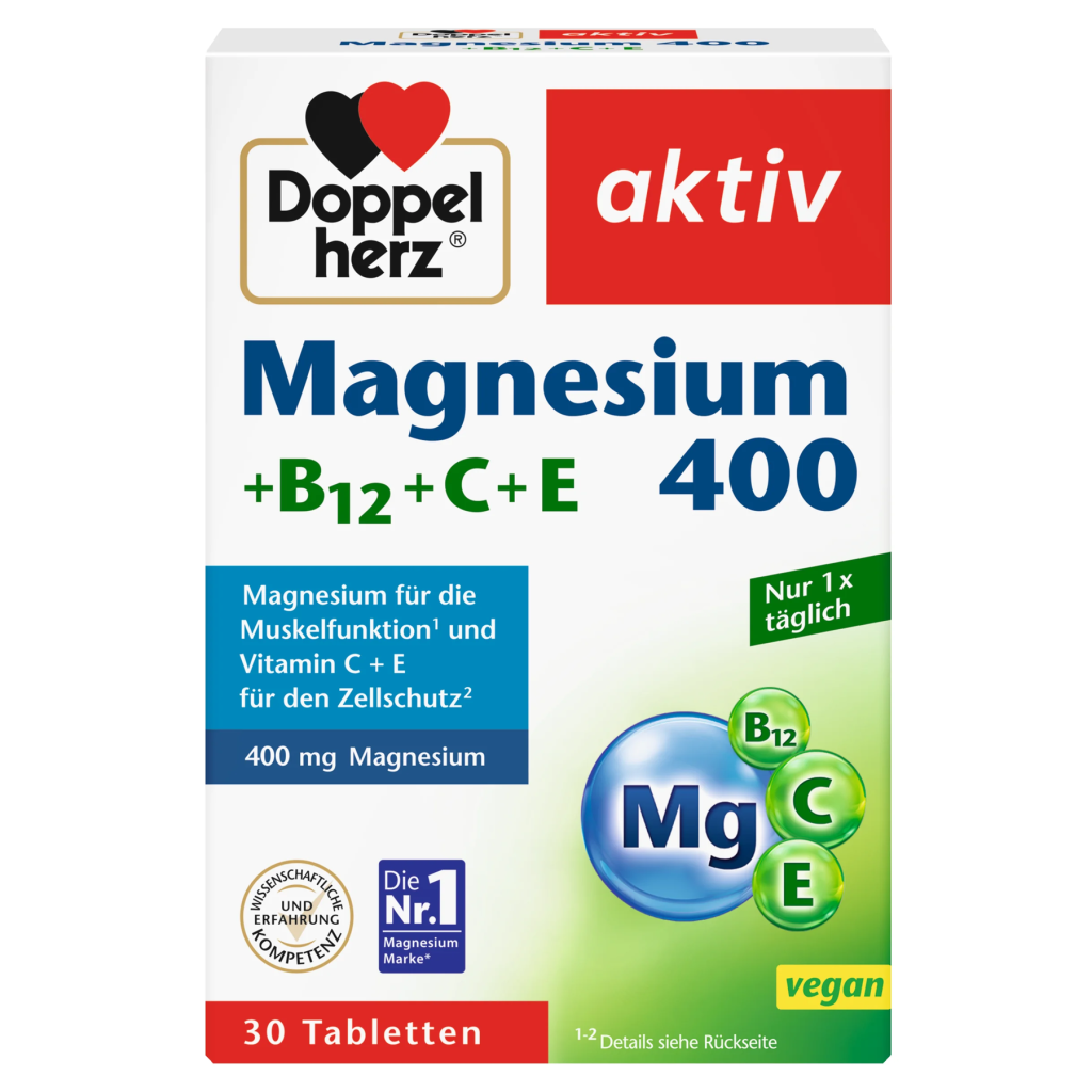 Doppelherz Aktiv Magnesium 400 mit Vitamin B12+C+E 30Tabletten 46,2g
