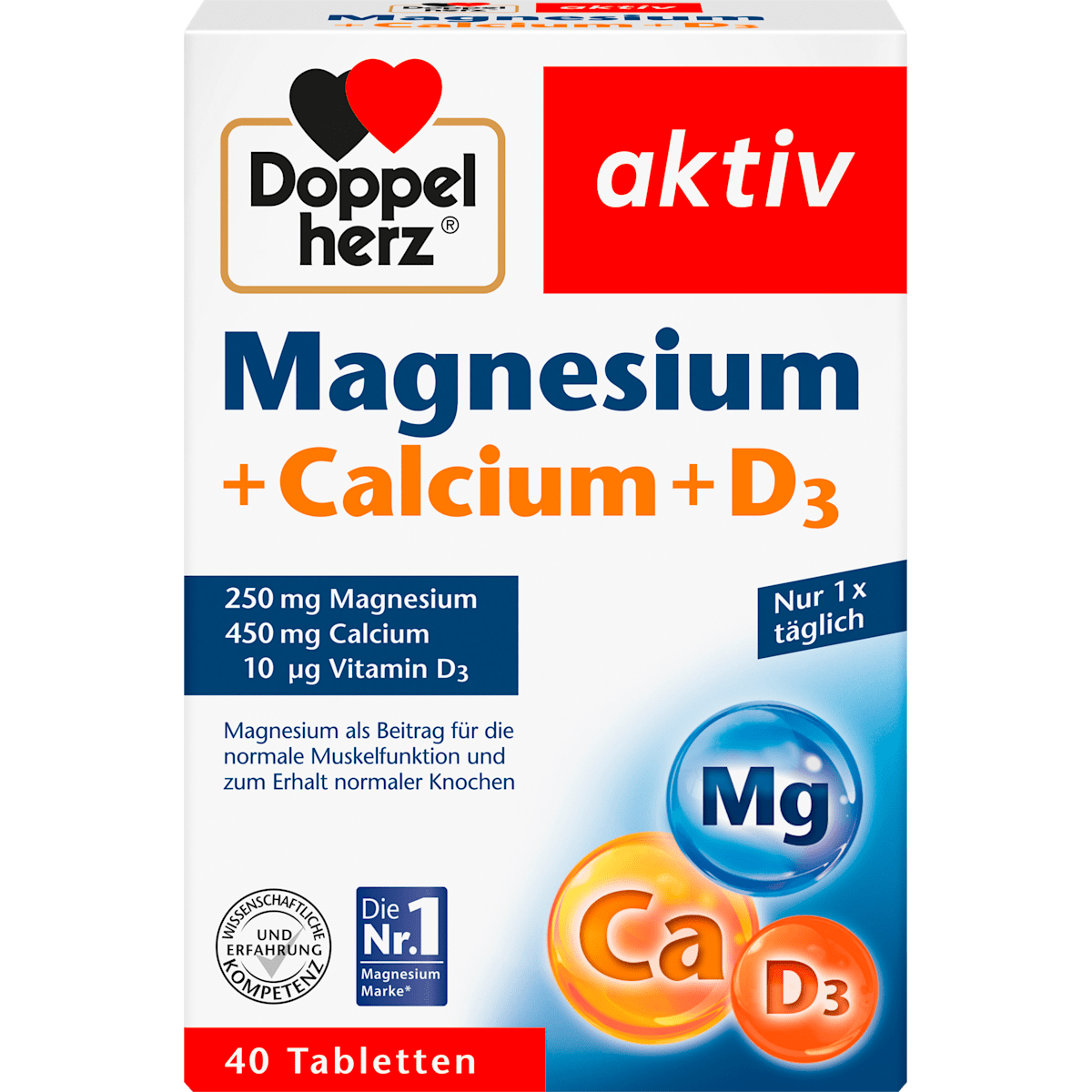 Doppelherz Magnesium+Calcium+D3 40Tabletten 73,5g