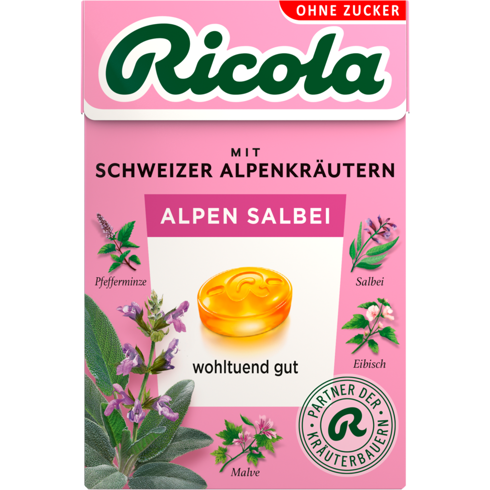 Ricola Alpen Salbei Hustenbonbons ohne Zucker 50g