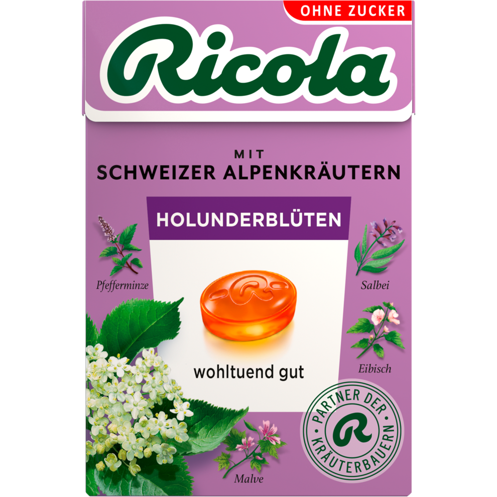 Ricola Holunderblüten Hustenbonbons ohne Zucker 50g