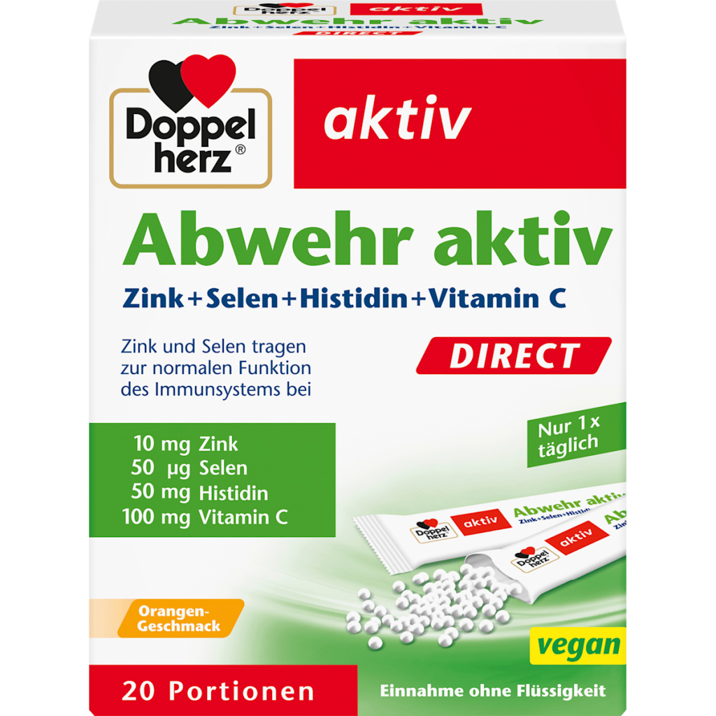 Doppelherz Abwehr aktiv Zink+Selen+Histidin+Vitamin C direct 20Portionen 26g