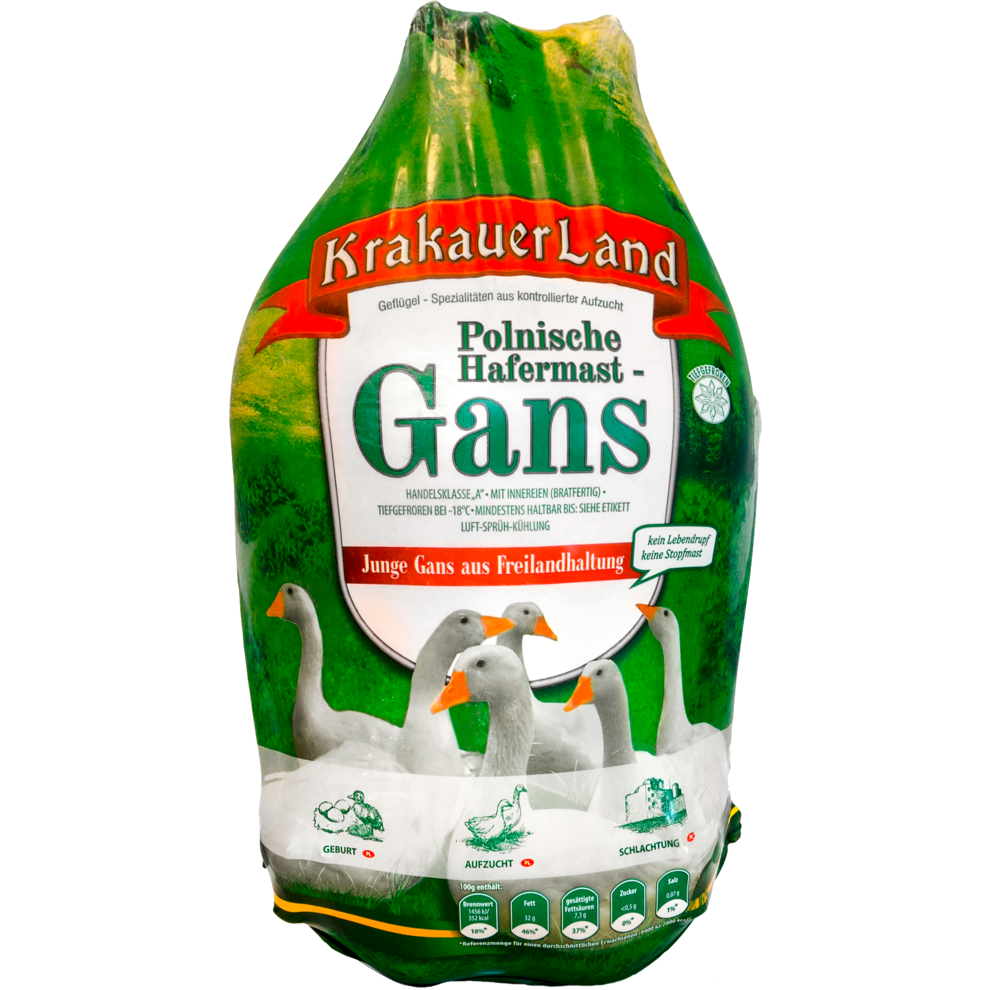 Krakauer Land Polnische Hafermastgans Handelsklasse A 5000g
