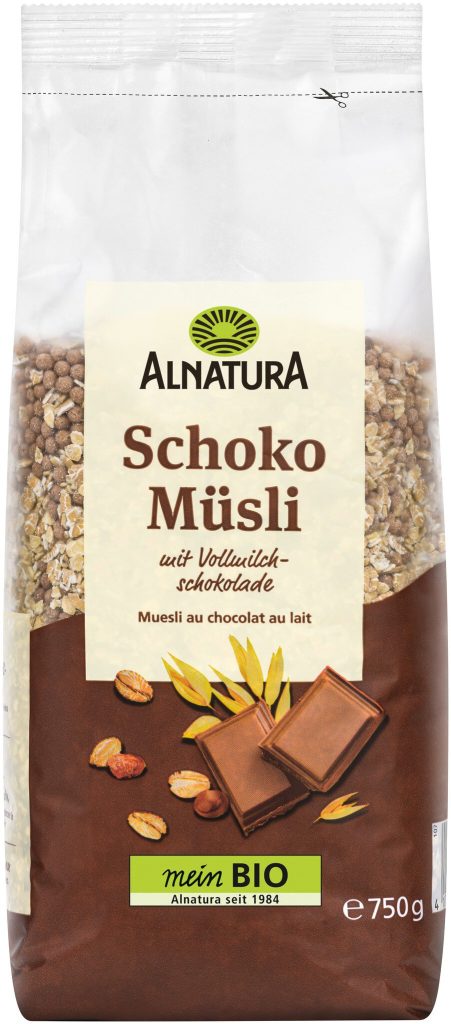 Bio Alnatura шоколад мюсли 750g