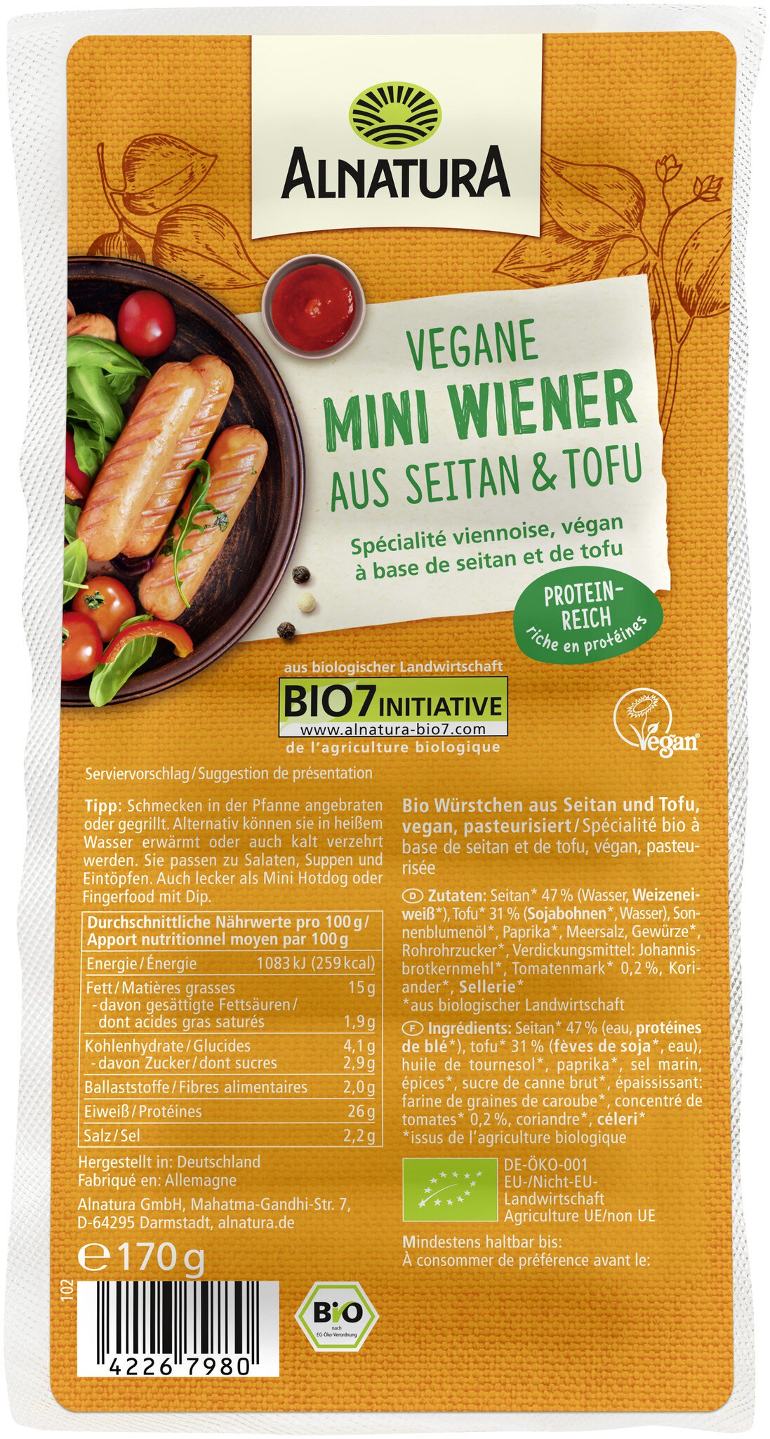 Bio Alnatura Mini Wiener vegan 170g