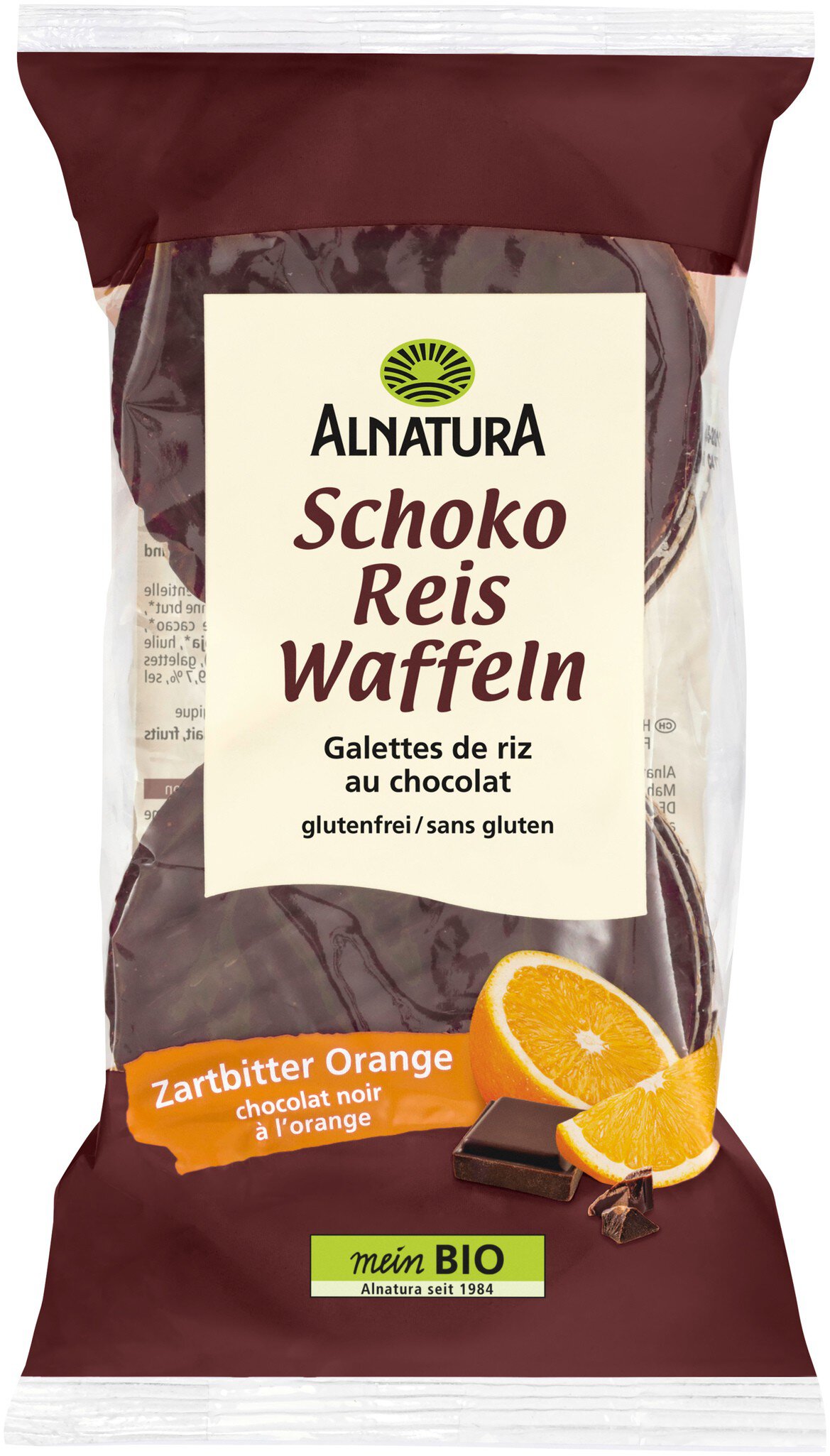 Bio Alnatura Reiswaffeln Zartbitter Orange 100g