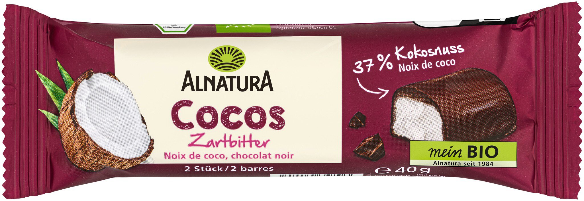 Bio Alnatura Cocos Zartbitter Riegel 40g