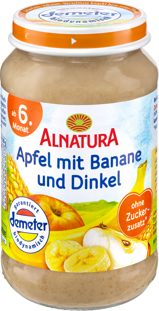 Demeter Alnatura яблоко, банан, полба, 6.Monat 190g