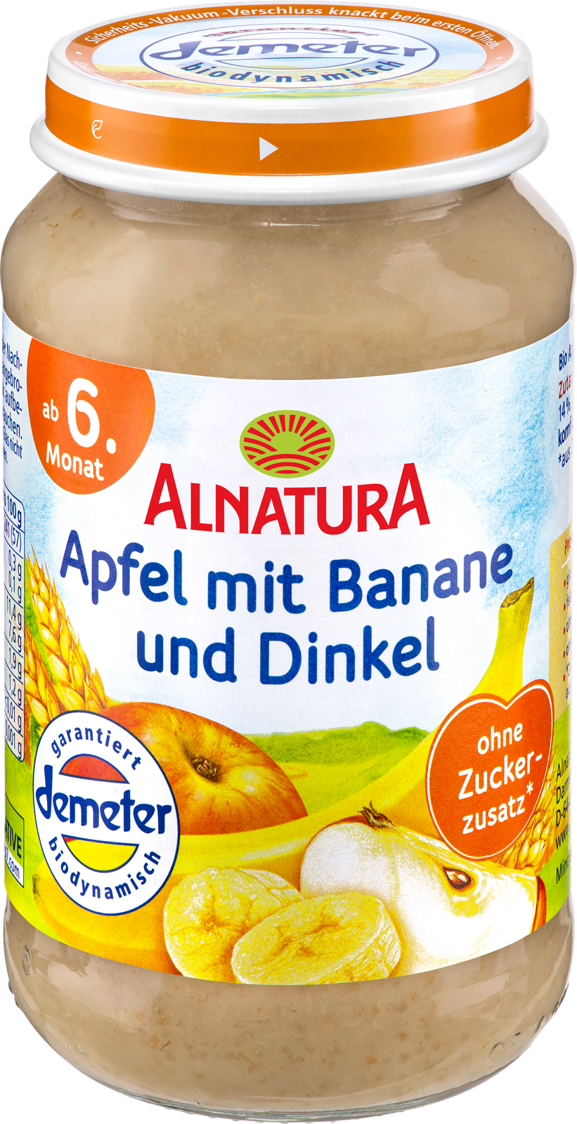 Demeter Alnatura яблоко, банан, полба, 6.Monat 190g