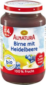 Bio Alnatura Birne mit Heidelbeere nach dem 4.Monat 190g
