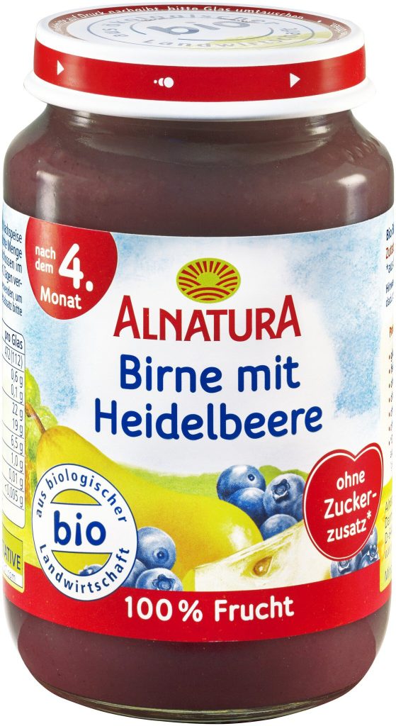 Bio Alnatura Birne mit Heidelbeere nach dem 4.Monat 190g