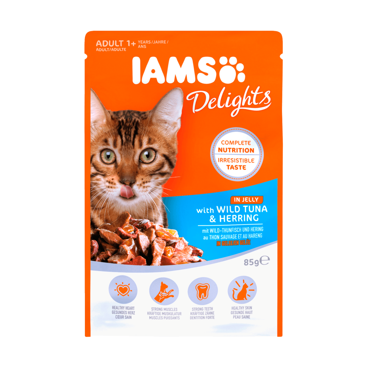 Iams Advanced Nutrition Nassfutter Katze Wild-Thunfisch und Hering im Gelee ab 1 Jahr 85g