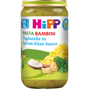 Bio Hipp Menü Pasta Bambini Tagliatelle in Spinat-Käse-Sauce ab 12.Monat 250g