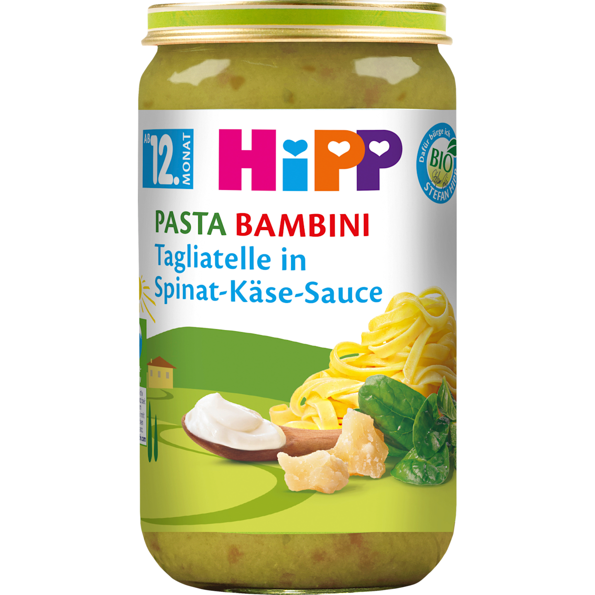 Bio Hipp Menü Pasta Bambini Tagliatelle in Spinat-Käse-Sauce ab 12.Monat 250g