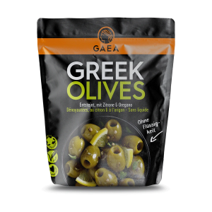 Gaea grüne Oliven ohne Stein Zitrone Basilikum 150g