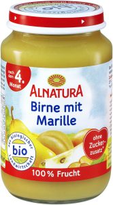 Bio Alnatura Birne mit Marille nach dem 4. Monat 190g