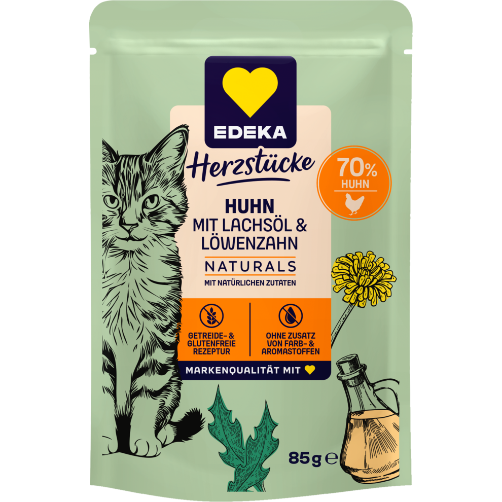 EDEKA Naturals Cat Huhn und Löwenzahn mit Lachsöl 85g