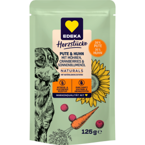 EDEKA Naturals Dog Pute und Huhn mit Cranberries,Möhren,Sonnenblumenöl 125g