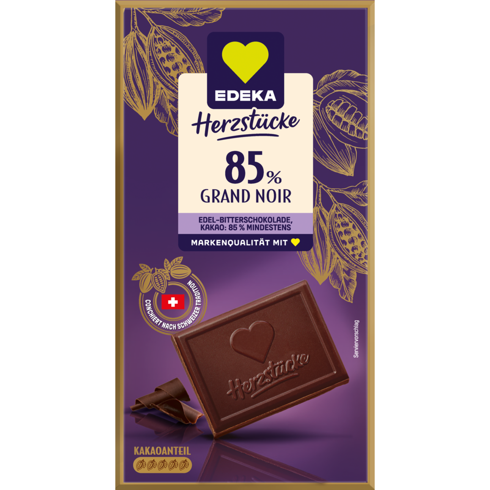 EDEKA Herzstücke Schweizer Edel-Zartbitterschokolade 81% 100g