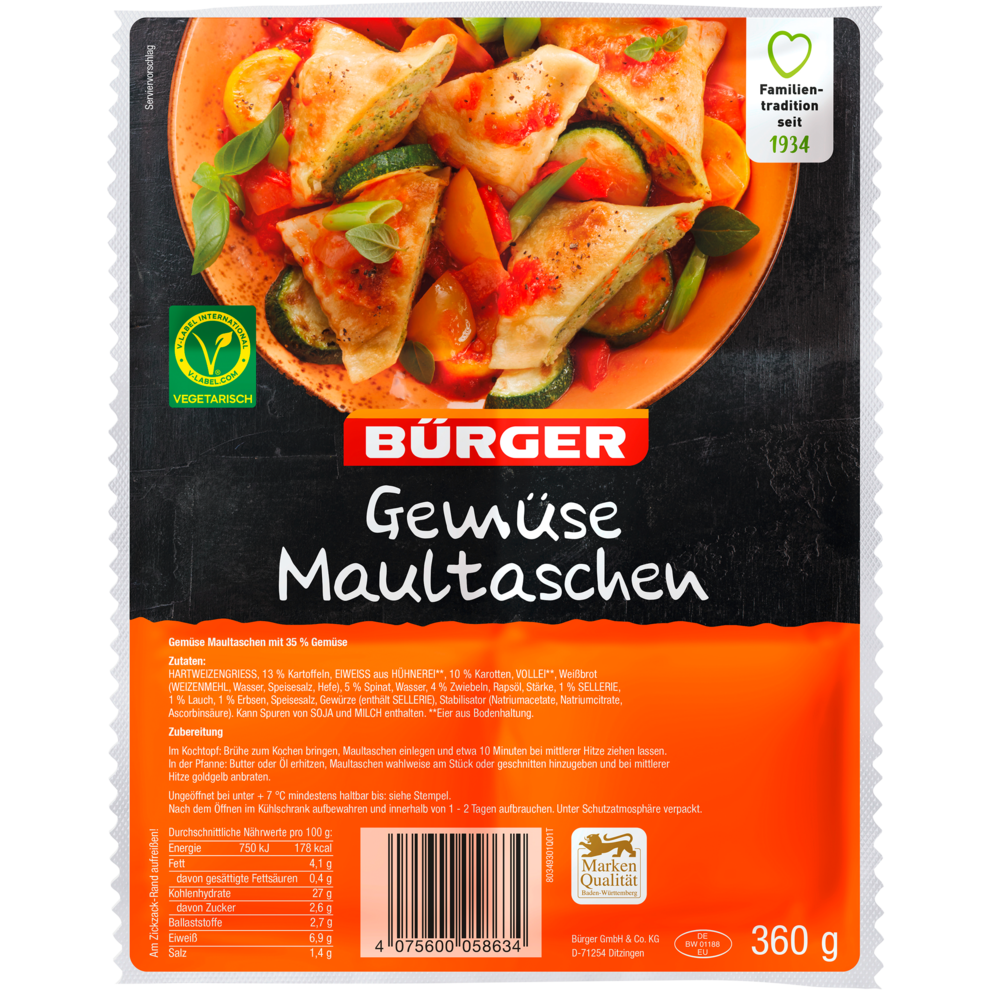 Bürger Gemüsemaultaschen 360g