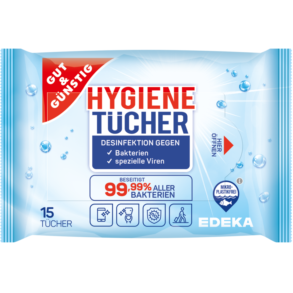 GUT&GÜNSTIG Hygienetücher desinfizierend Flowpack 15ST