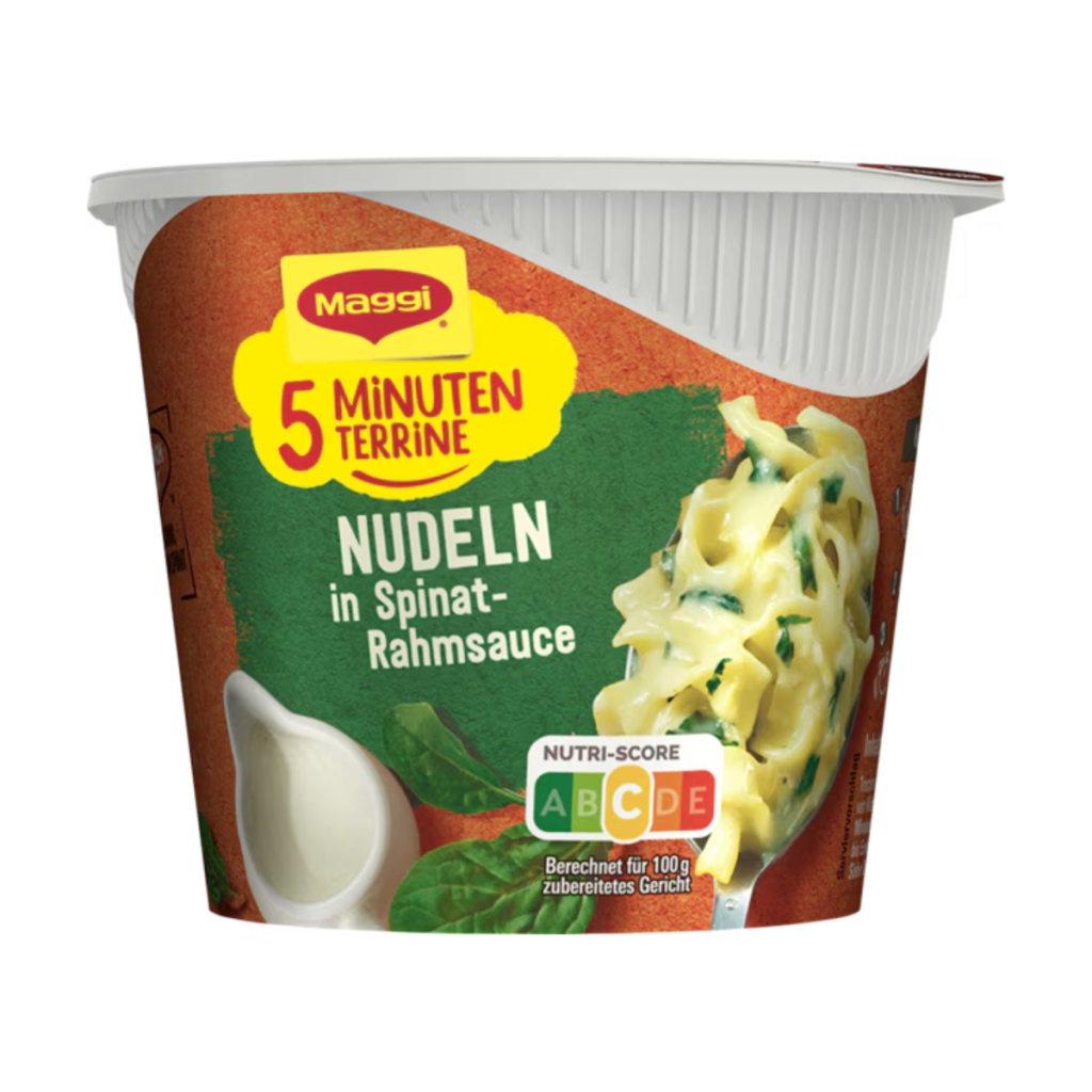 Maggi 5 Minuten Terrine Nudeln in Spinat-Rahm Sauce 50g