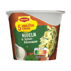 Maggi 5 Minuten Terrine Nudeln in Spinat-Rahm Sauce 50g