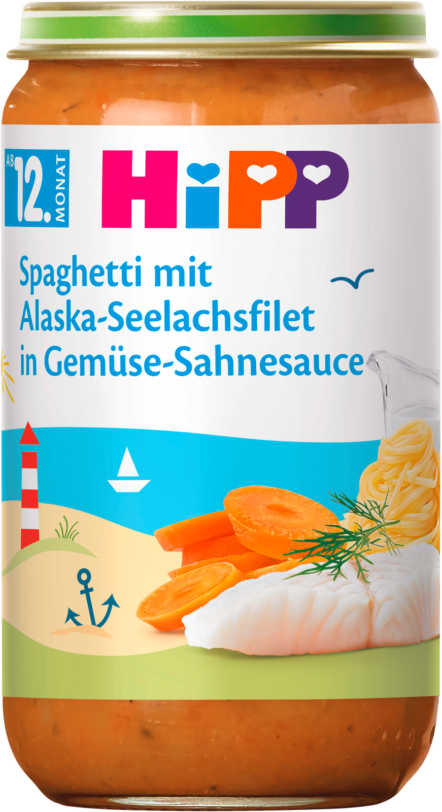 Hipp Menü Spaghetti mit Alaska-Seelachsfilet in Gemüse-Sahnesauce ab dem 12.Monat 250g