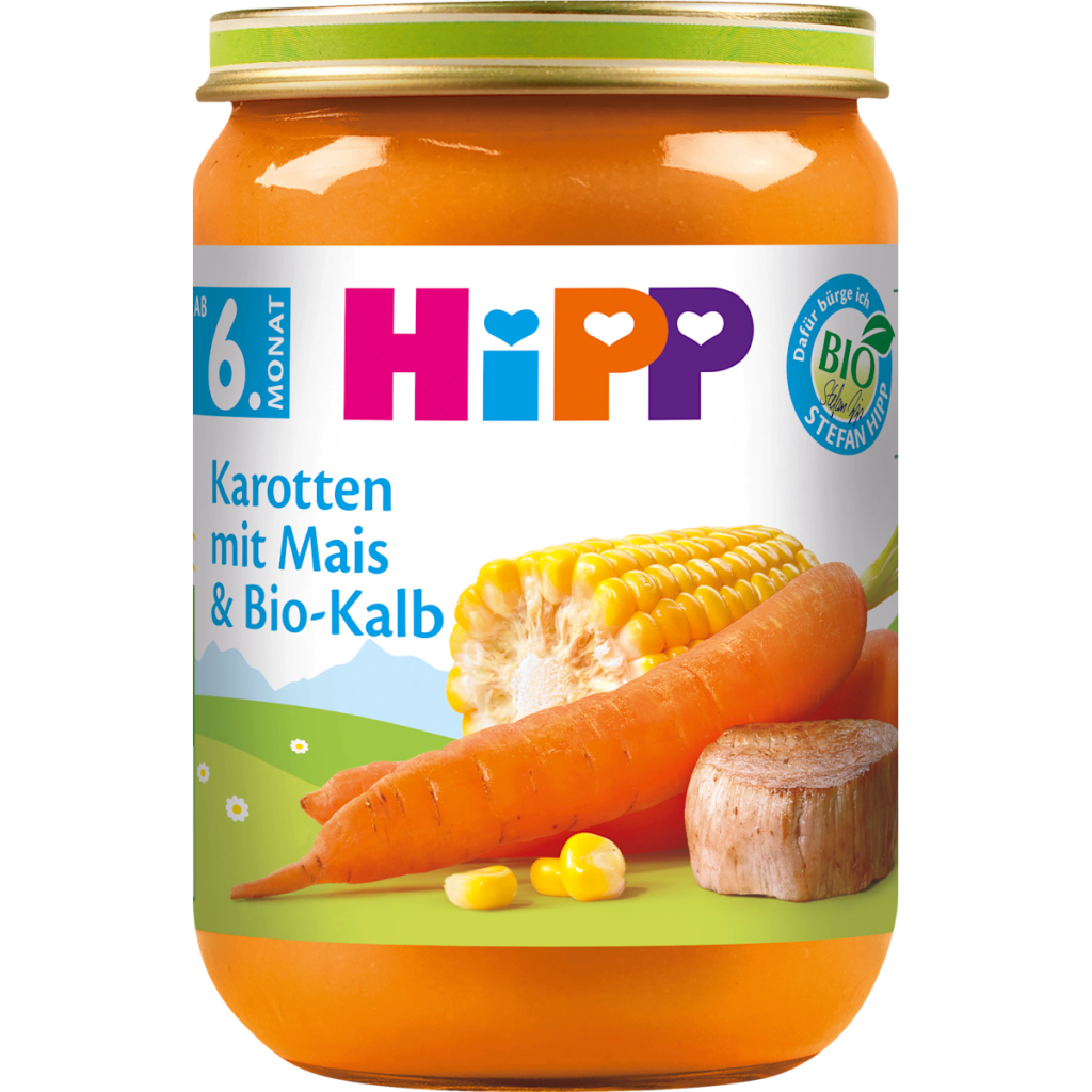 Bio Hipp Menü Karotten mit Mais und Kalb ab 6.Monat 190g