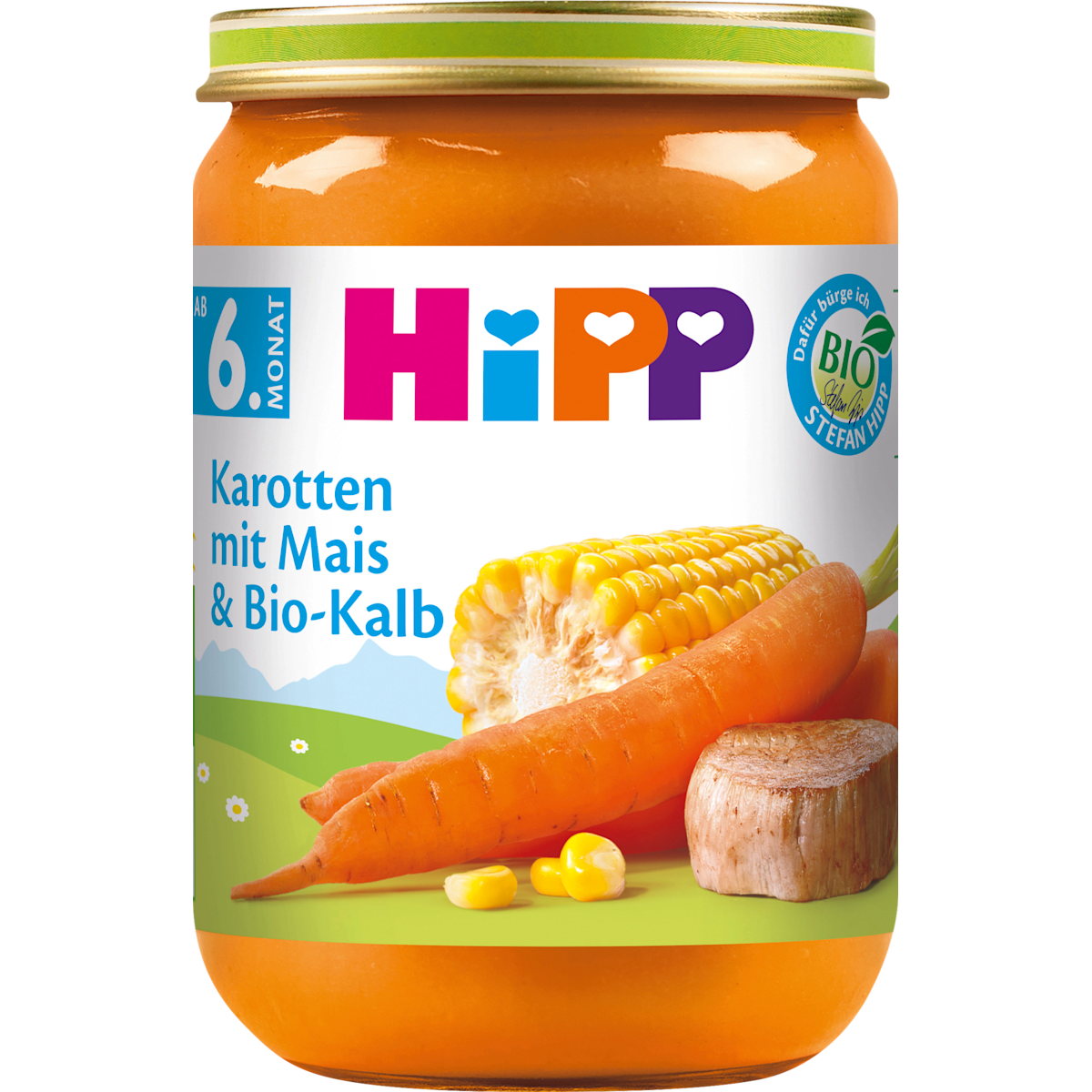 Bio Hipp Menü Karotten mit Mais und Kalb ab 6.Monat 190g