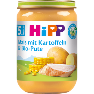 Bio Hipp Menü Mais mit Kartoffeln und Pute ab dem 5.Monat 190g