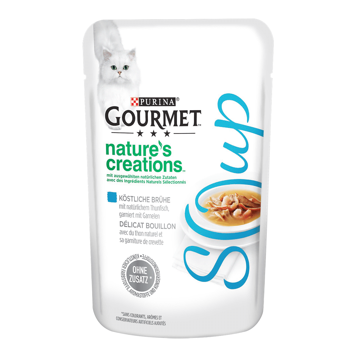 Gourmet Nature's Creations Soup Köstliche Brühe mit natürlichem Thunfisch garniert mit Garnelen 40g