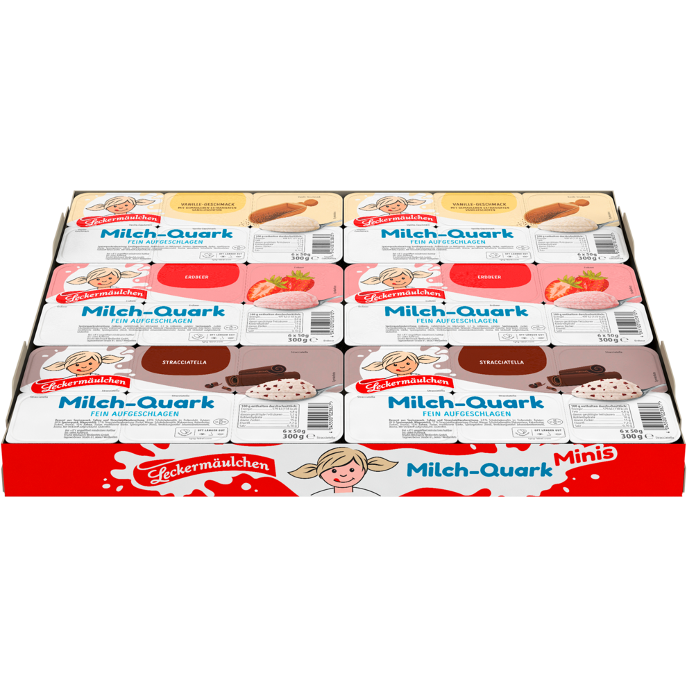 Frischli Leckermäulchen Mini Erdbeer/Vanilla/Stracciatella 3-fach 6x6x50g Stg