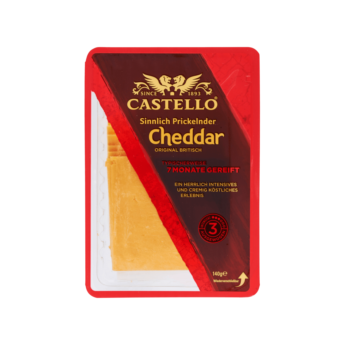 Castello Cheddar in Scheiben Original 48% Vollfettstufe 140g
